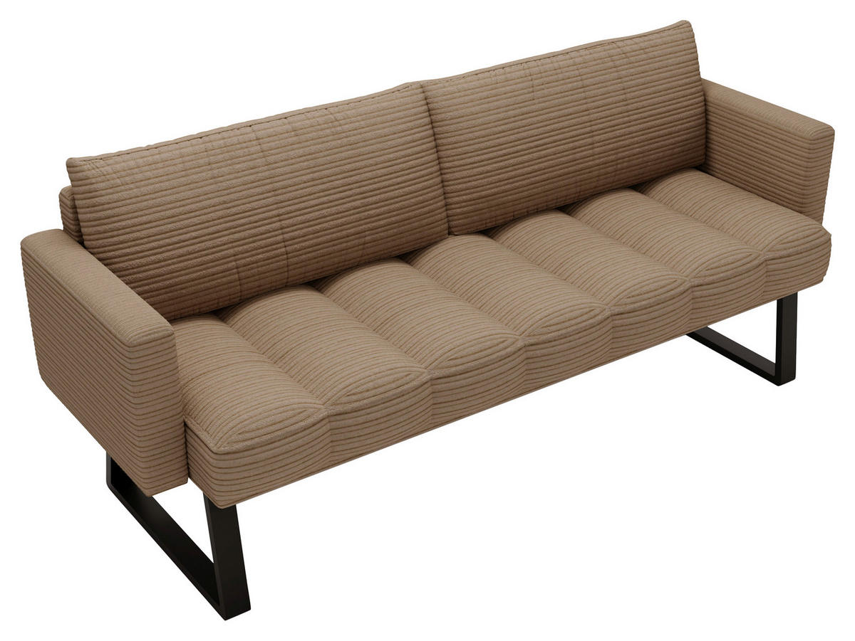 SITZBANK 200/88/69 cm Struktur Braun Metall  - Schwarz/Braun, Design, Textil/Metall (200/88/69cm) - Valdera