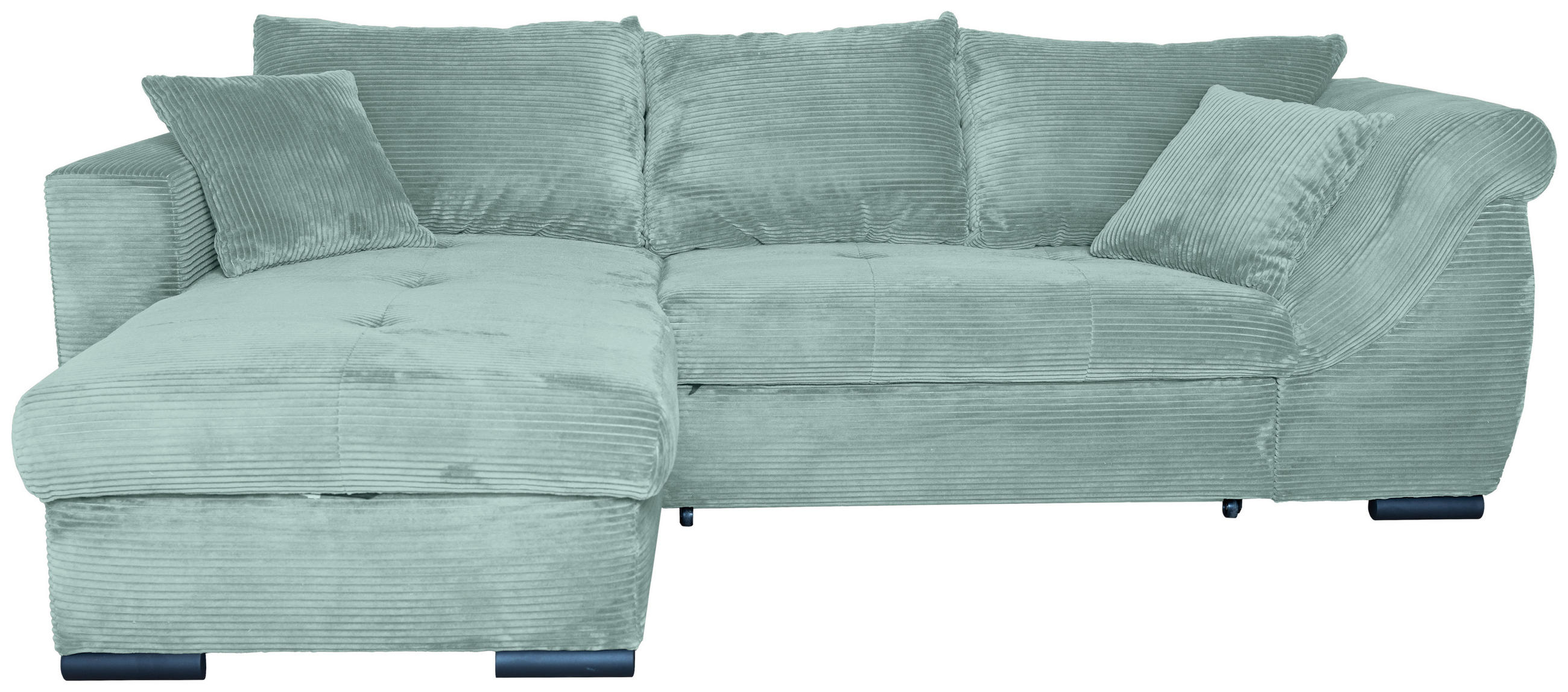 ECKSOFA Salbeigrün Cord  - Salbeigrün/Schwarz, KONVENTIONELL, Textil/Metall (168/258cm) - Carryhome