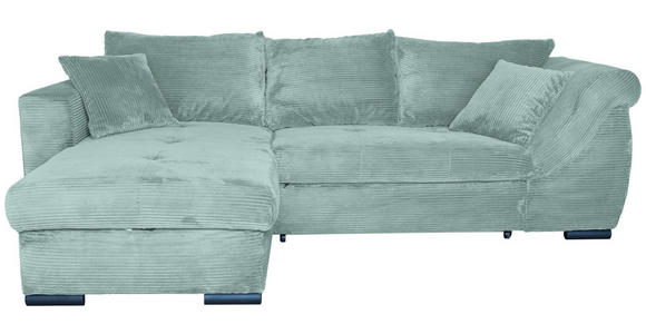 ECKSOFA Salbeigrün Cord Zierkissen, Rückenkissen, Bettkasten, Schlaffunktion, Rücken echt, Liegefläche im Originalstoff  - Salbeigrün/Schwarz, KONVENTIONELL, Textil/Metall (168/258cm) - Carryhome