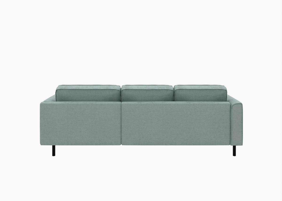 ECKSOFA  in Struktur Mintgrün  232/161 cm  - Schwarz/Mintgrün, MODERN, Textil/Metall (232/161cm) - Trendmanufaktur