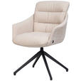 ARMLEHNSTUHL  Sitzfläche 360° drehbar, inklusive Armlehnen, automatische Rückholfunktion Webstoff Echtleder  - Beige/Schwarz, Design, Leder/Textil (62/85,5/65cm) - Dieter Knoll
