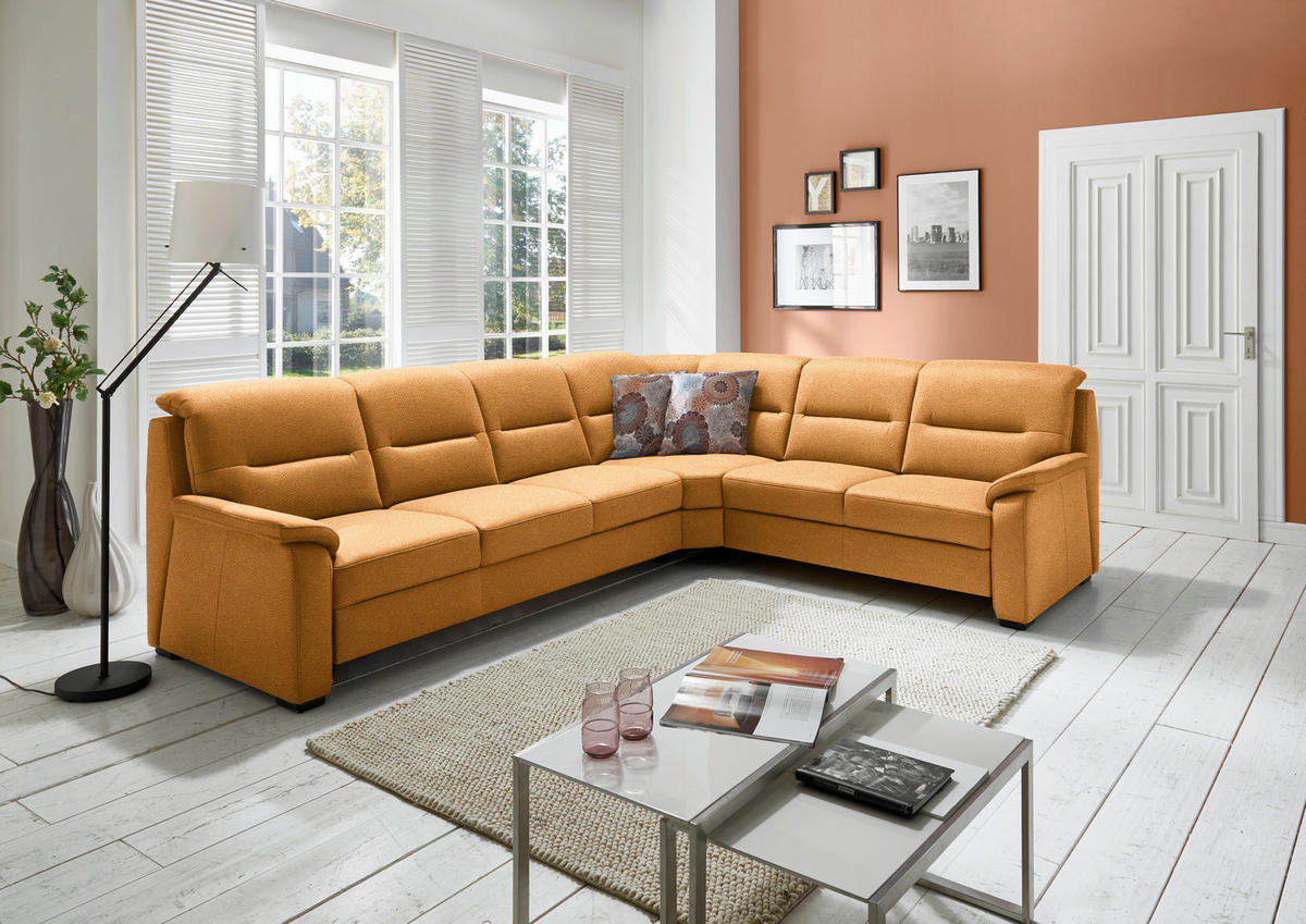 ECKSOFA in Mikrofaser Gelb  - Gelb/Schwarz, Konventionell, Holz/Textil (303/245cm) - Beldomo Comfort