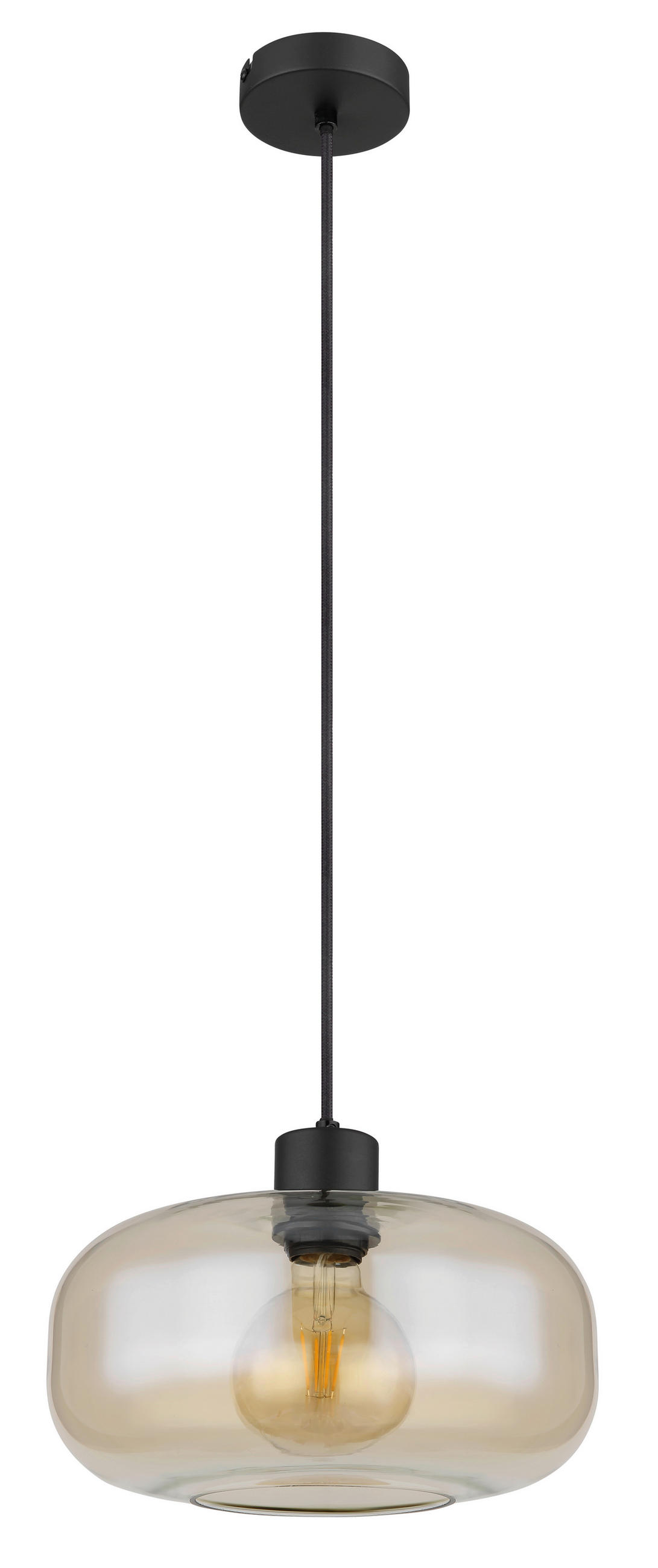 HÄNGELEUCHTE 28/120 cm    - Schwarz, Basics, Glas/Metall (28/120cm) - Globo