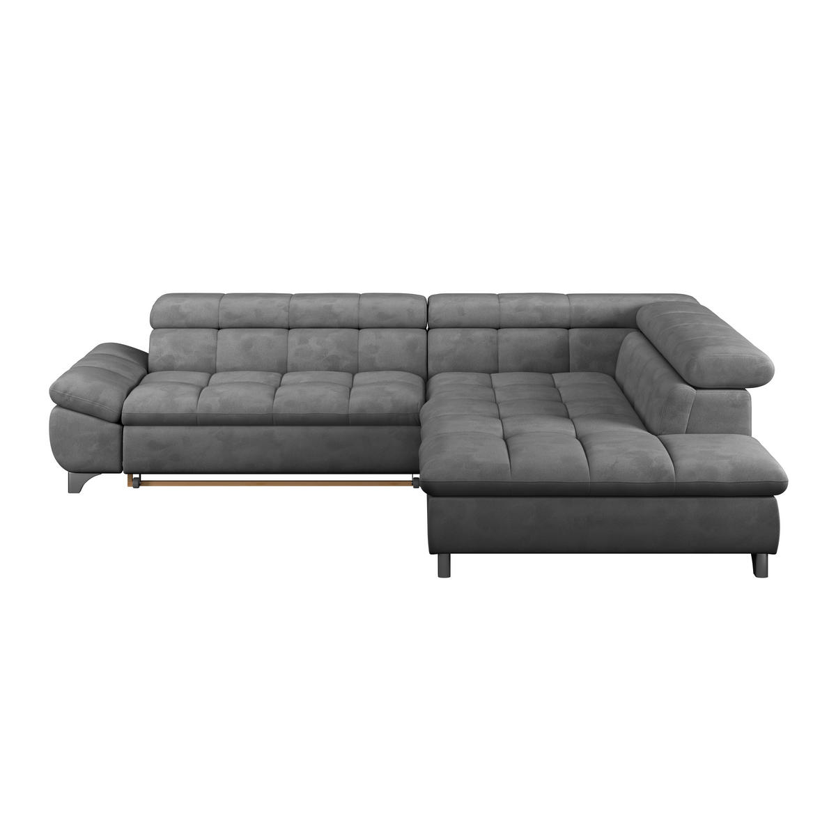 ECKSOFA Dunkelgrau Chenille  - Chromfarben/Dunkelgrau, KONVENTIONELL, Textil/Metall (312/234cm) - Livetastic