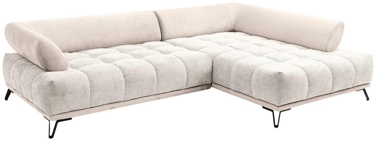 ECKSOFA Beige Chenille Zierkissen, Rückenkissen, Rücken echt  - Beige/Schwarz, MODERN, Textil/Metall (262/184cm) - MID.YOU