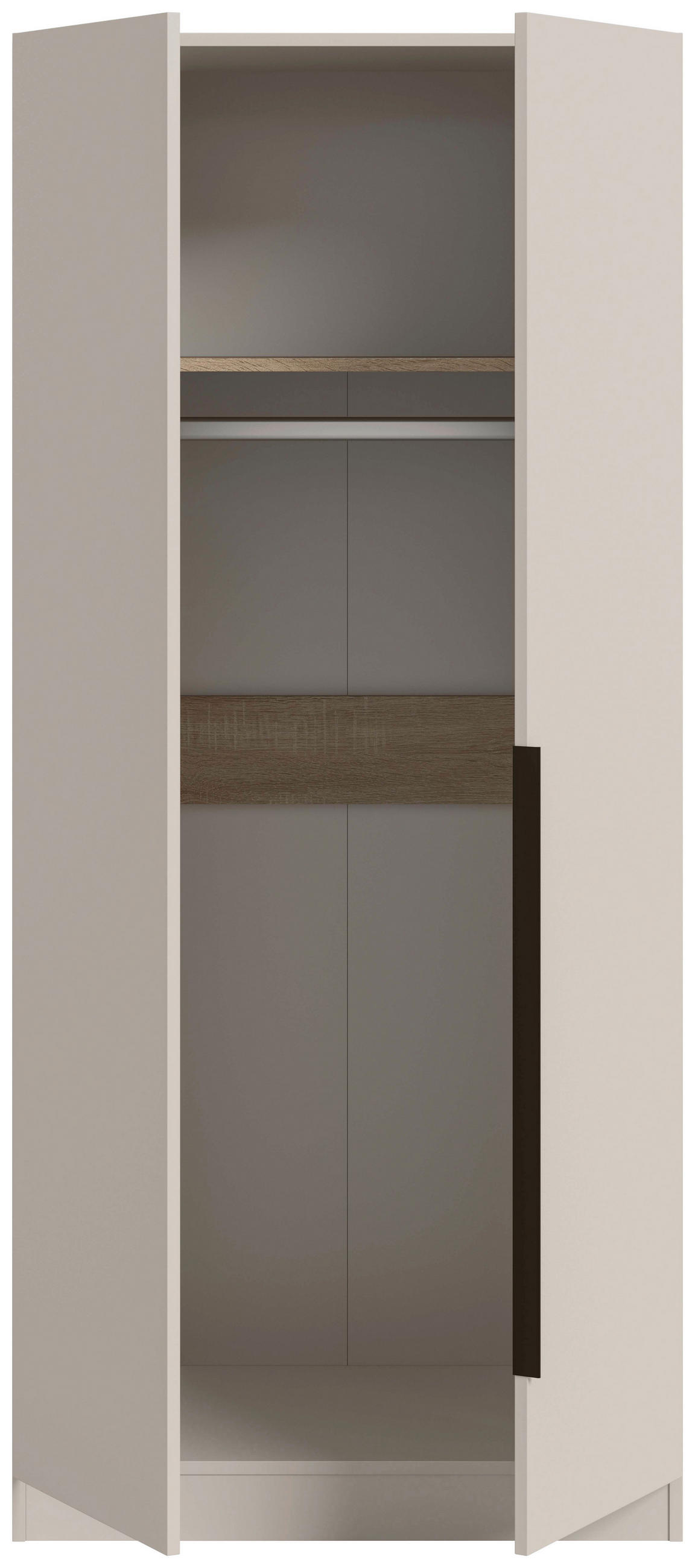 GARDEROB MED GÅNGJÄRNSDÖRRAR 80/181/52 cm 2-dörrar - svart/kashmir, Modern, trämaterial/plast (80/181/52cm) - Livetastic