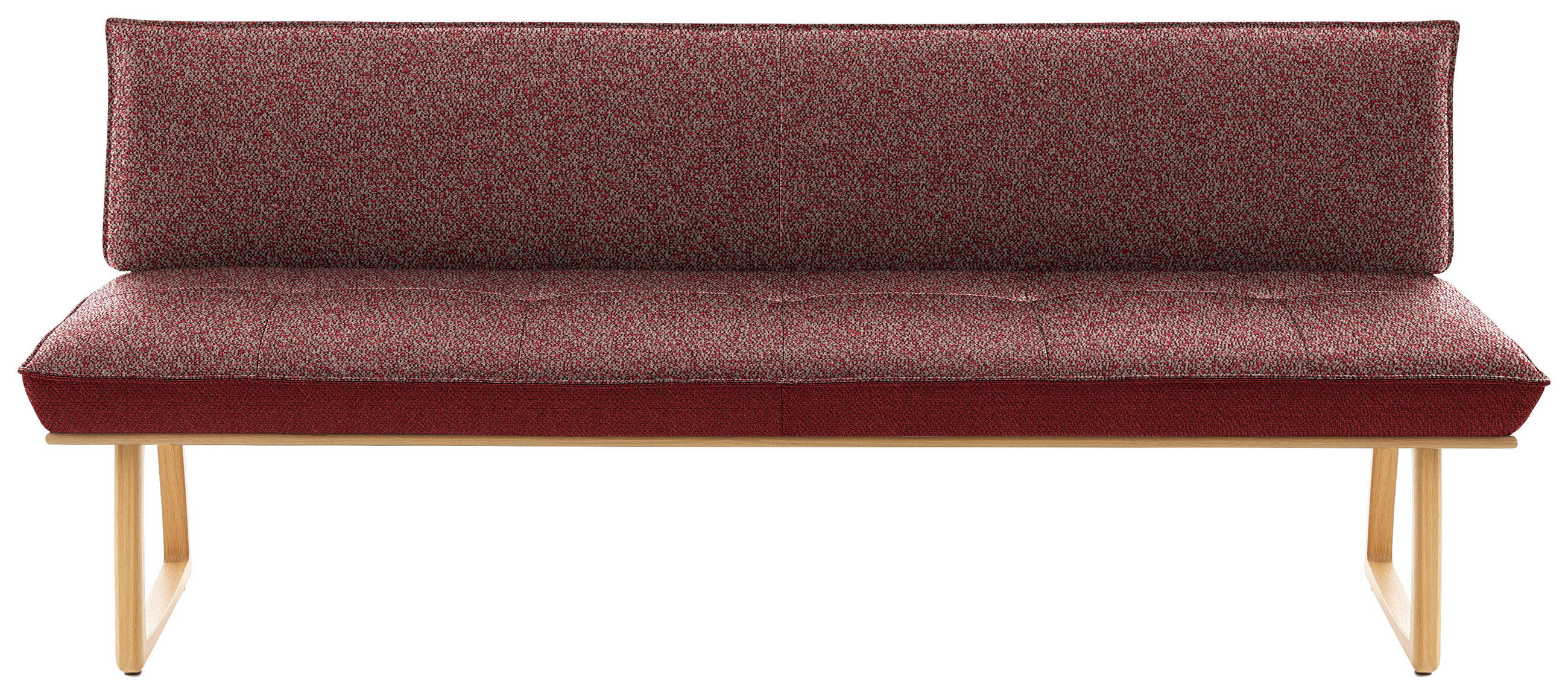 SITZBANK 214/88/66 cm  in Rot, Wildeiche  - Wildeiche/Eichefarben, Design, Holz/Textil (214/88/66cm) - Koinor