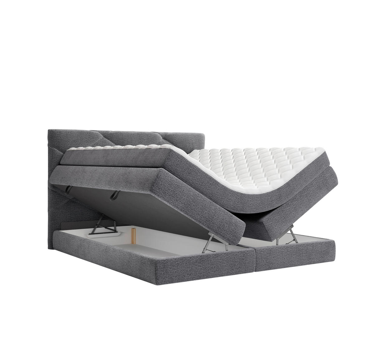 BOXSPRINGBETT 140/200 cm,  in Anthrazit, Bettkasten, Matratzen, H3 + H4 = fest + sehr fest  - Anthrazit/Schwarz, KONVENTIONELL, Kunststoff/Textil (140/200cm) - Carryhome