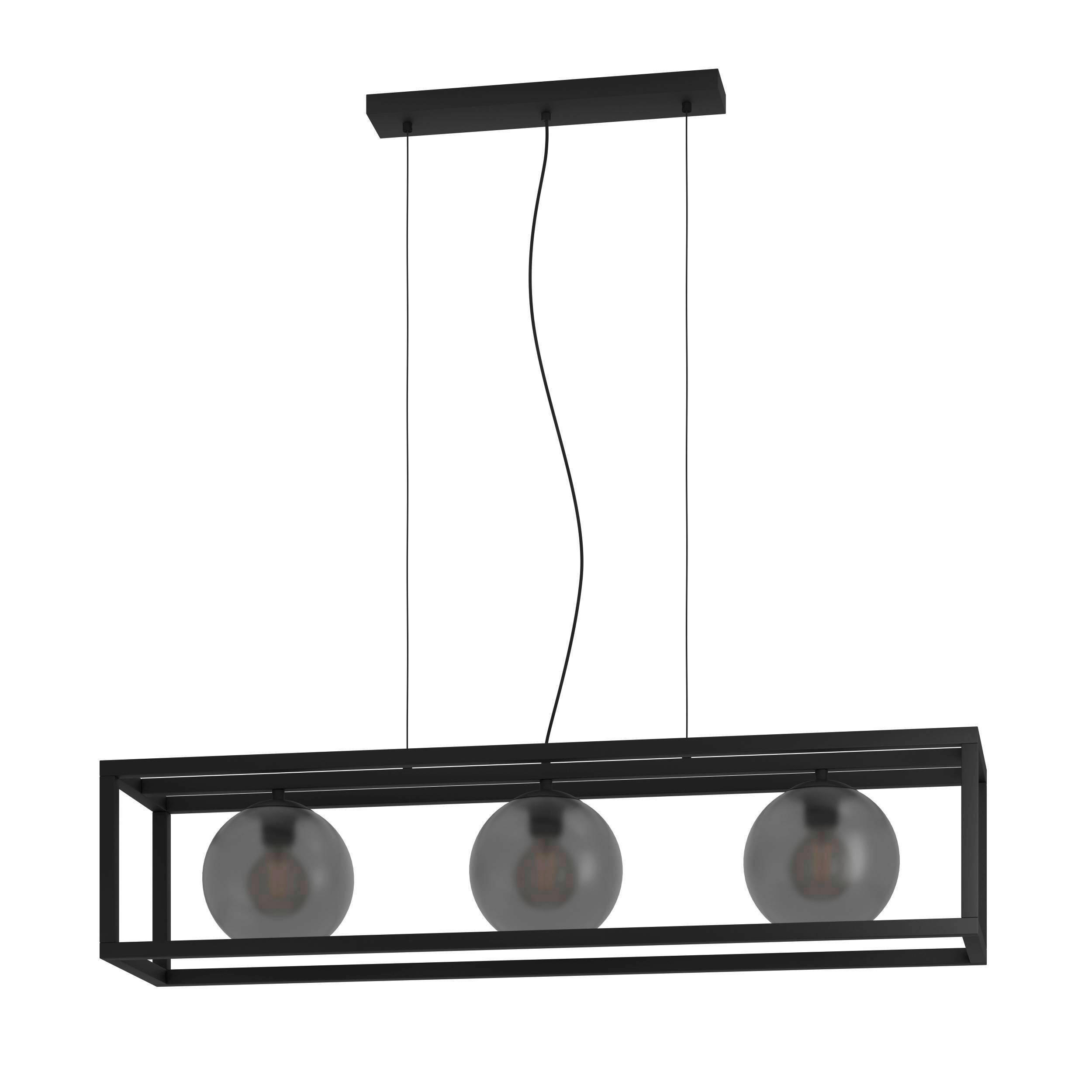 LAMPĂ SUSPENDATĂ 110/25/150 cm  - negru/gri, Design, sticlă/metal (110/25/150cm)