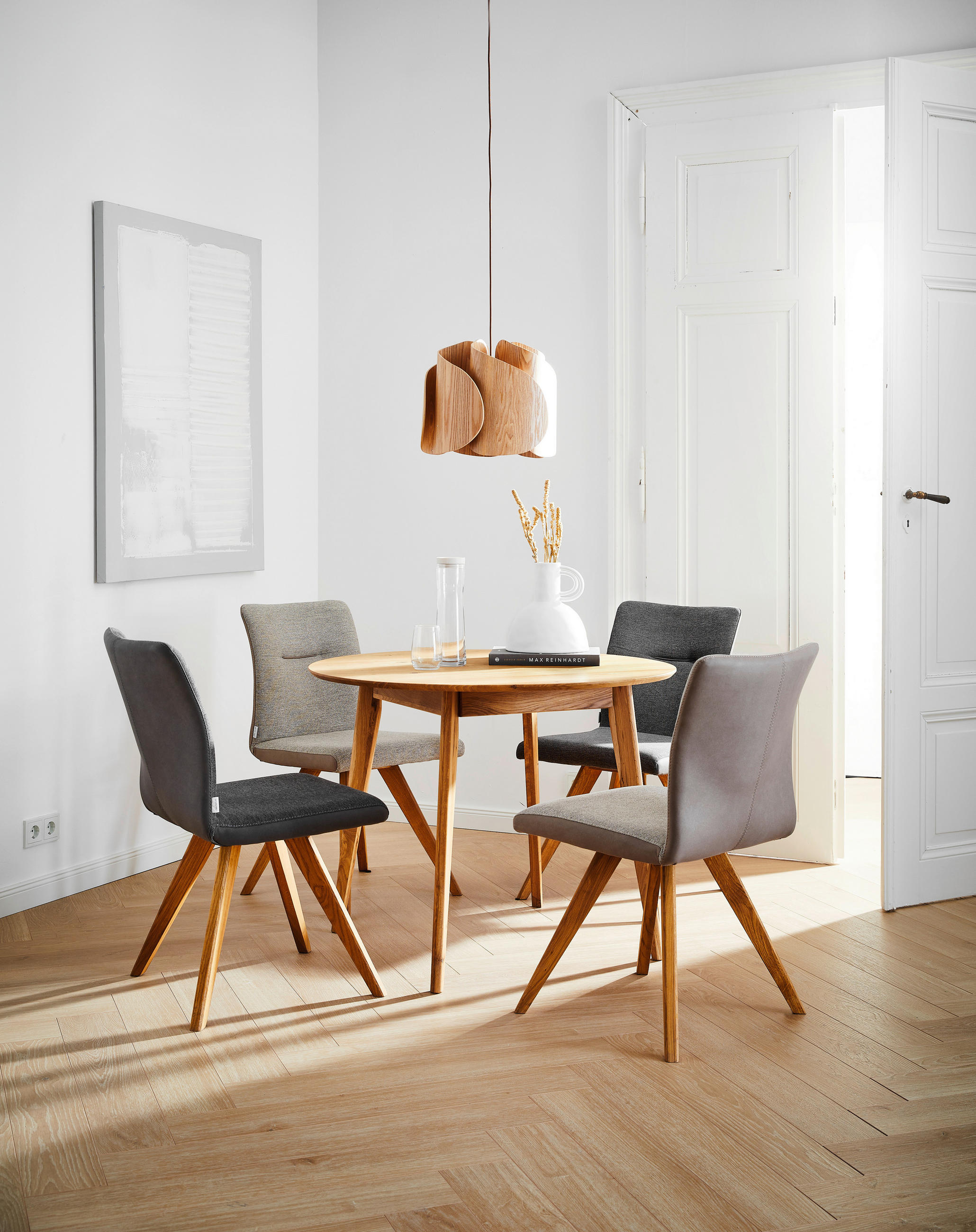 STUHL  in Webstoff Holz, Textil  - Eichefarben/Dunkelgrau, KONVENTIONELL, Holz/Textil (51,5/87,5/63cm) - Linea Natura