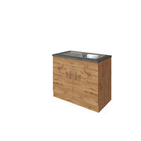 SPÜLENUNTERSCHRANK 100/86/60 cm  in Eichefarben  - Chromfarben/Eichefarben, MODERN, Holzwerkstoff/Metall (100/86/60cm) - Held