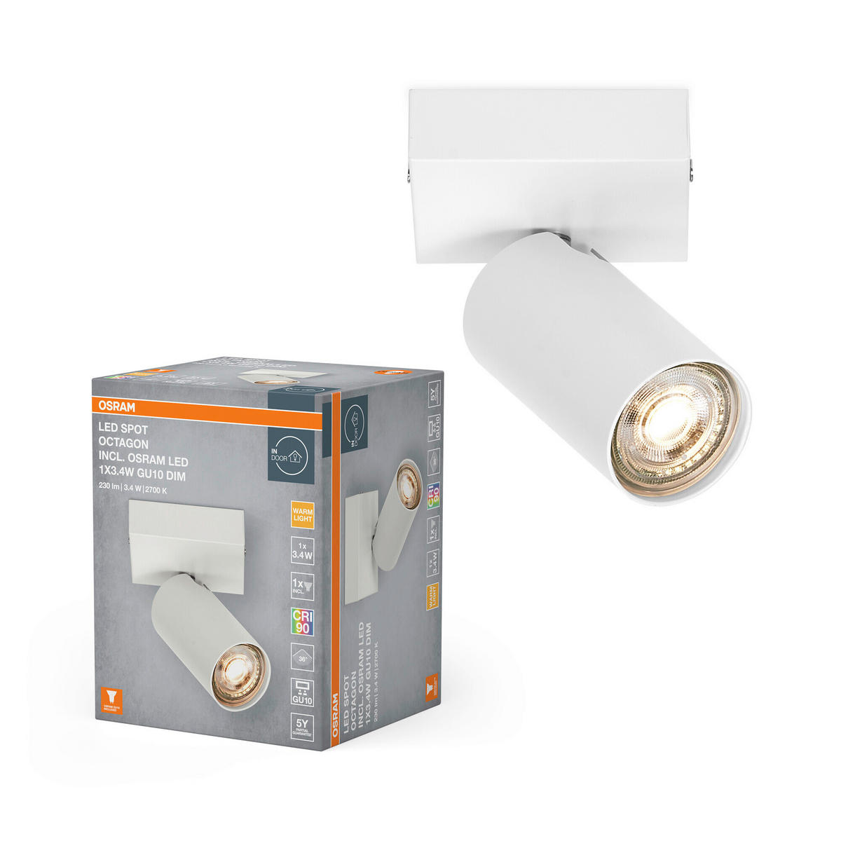 LED-STRAHLER 9/8,25/10,5 cm   - Weiß, Basics, Metall (9/8,25/10,5cm) - Osram