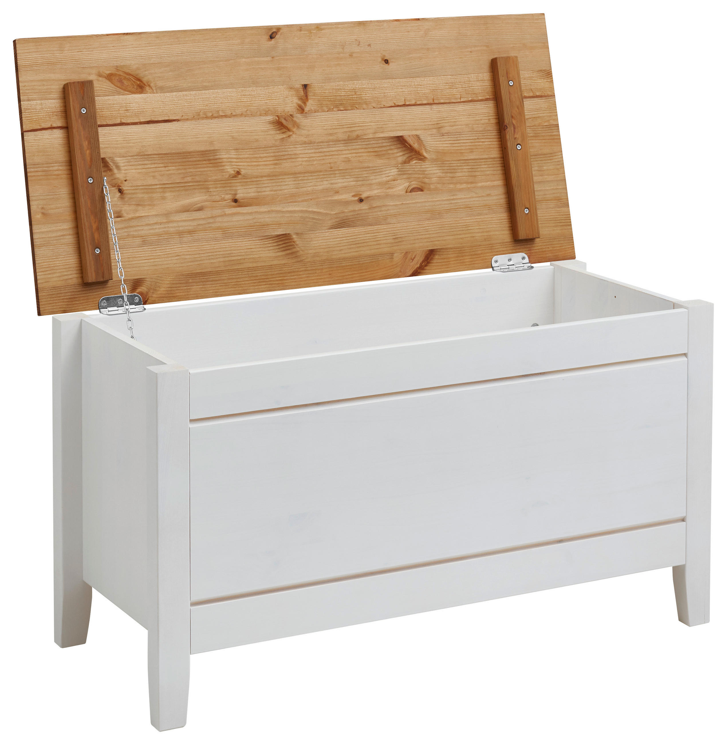 BETTBANK Kiefer Weiß, Laugenfarbig  - Laugenfarbig/Weiß, ROMANTIK / LANDHAUS, Holz (86/47/38cm) - Boxxx