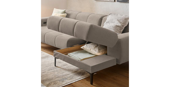 ECKSOFA in Chenille Beige 311/167 cm - Beige/Schwarz, Design, Textil/Metall (311/167cm) - Xora
