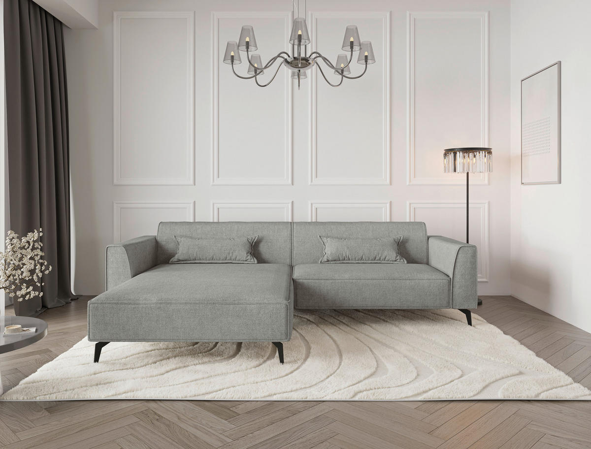 ECKSOFA  in Hellbraun  190/295 cm  - Hellbraun/Schwarz, MODERN, Textil/Metall (190/295cm) - Carryhome