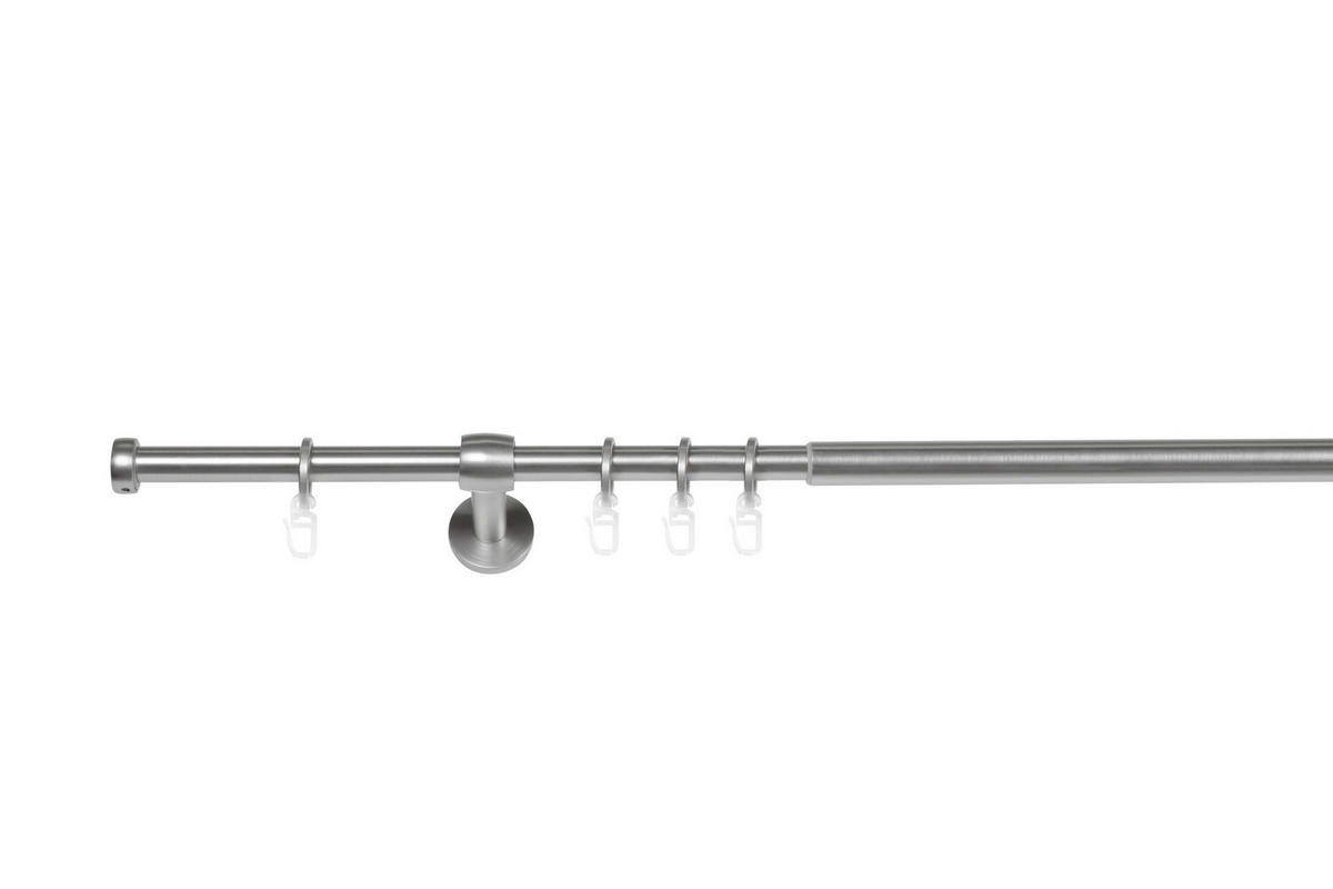 VORHANGSTANGENSET  210 cm  - Grau Hochglanz, Basics, Metall (210cm)