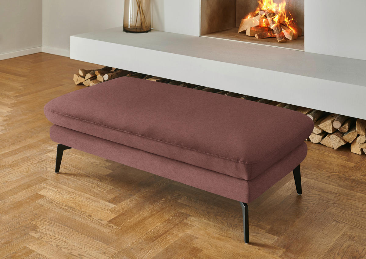 WOHNLANDSCHAFT Chenille, Flachgewebe Weinrot  - Weinrot/Schwarz, Design, Textil/Metall (180/344/208cm) - Dieter Knoll