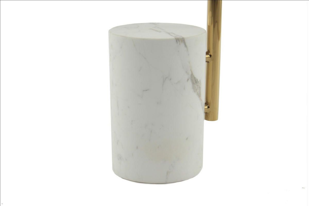 BEISTELLTISCH Weiß, Goldfarben  - Goldfarben/Weiß, Design, Glas/Stein (40 cm/54 cm/40 cmcm) - Kayoom