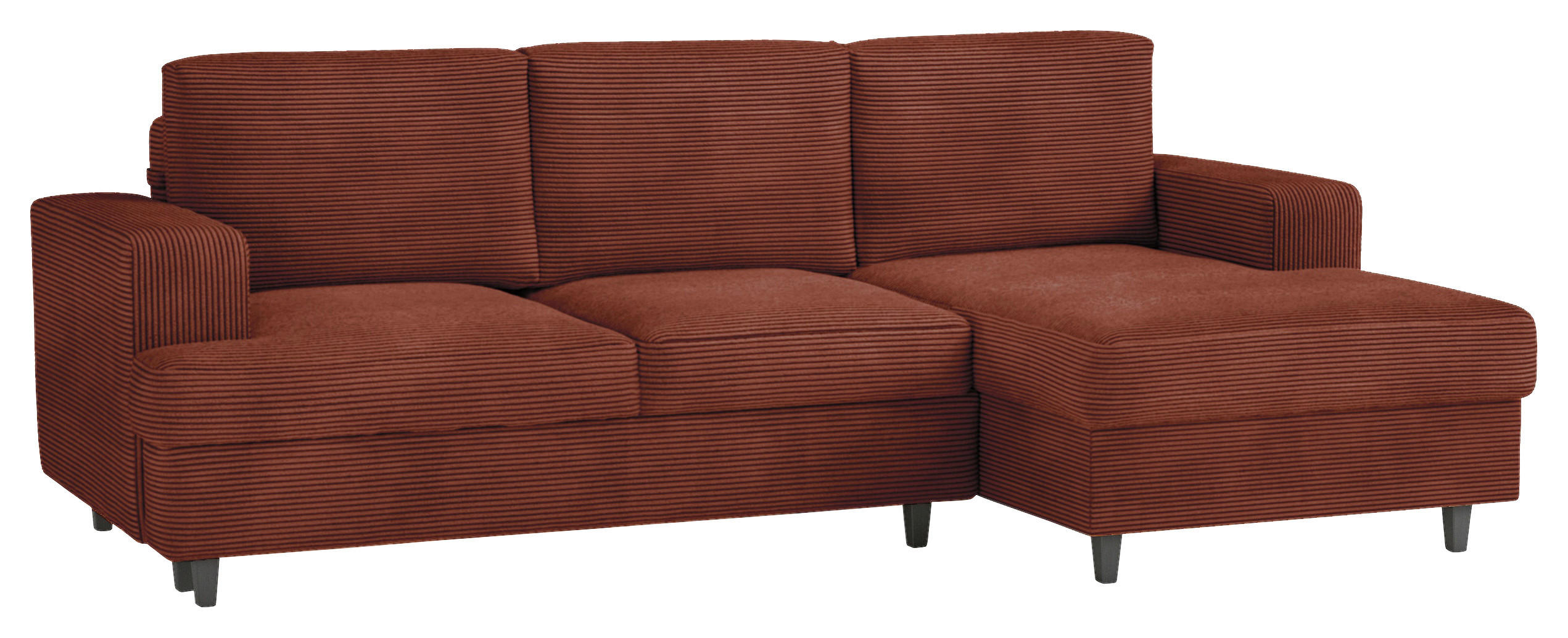 ECKSOFA in Cord, Velours Rostfarben  - Rostfarben/Schwarz, Design, Holz/Textil (247/140cm) - MID.YOU