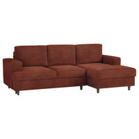 ECKSOFA in Cord, Velours Rostfarben  - Rostfarben/Schwarz, Design, Holz/Textil (247/140cm) - MID.YOU