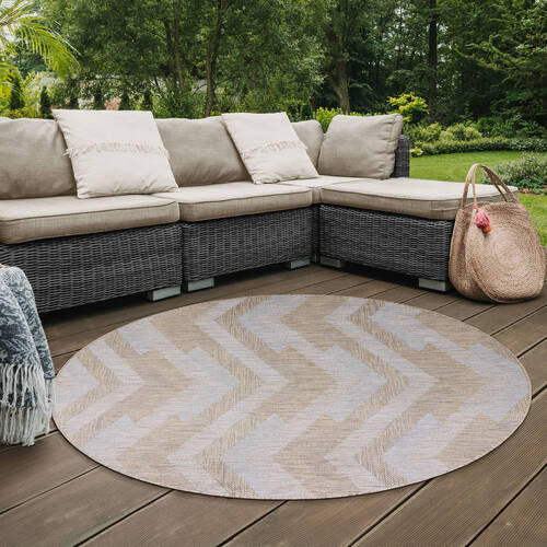 PREPROGA ZA ZUNANJO UPORABO Melissa 150/150 cm tkano rjava, siva - siva/rjava, Konvencionalno, tekstil (150/150cm)