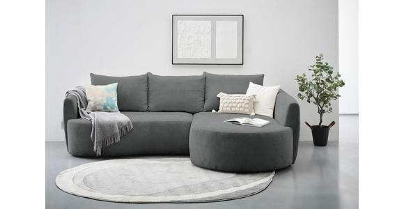 ECKSOFA Dunkelgrau Chenille  - Dunkelgrau/Schwarz, MODERN, Kunststoff/Textil (287/179cm) - Carryhome