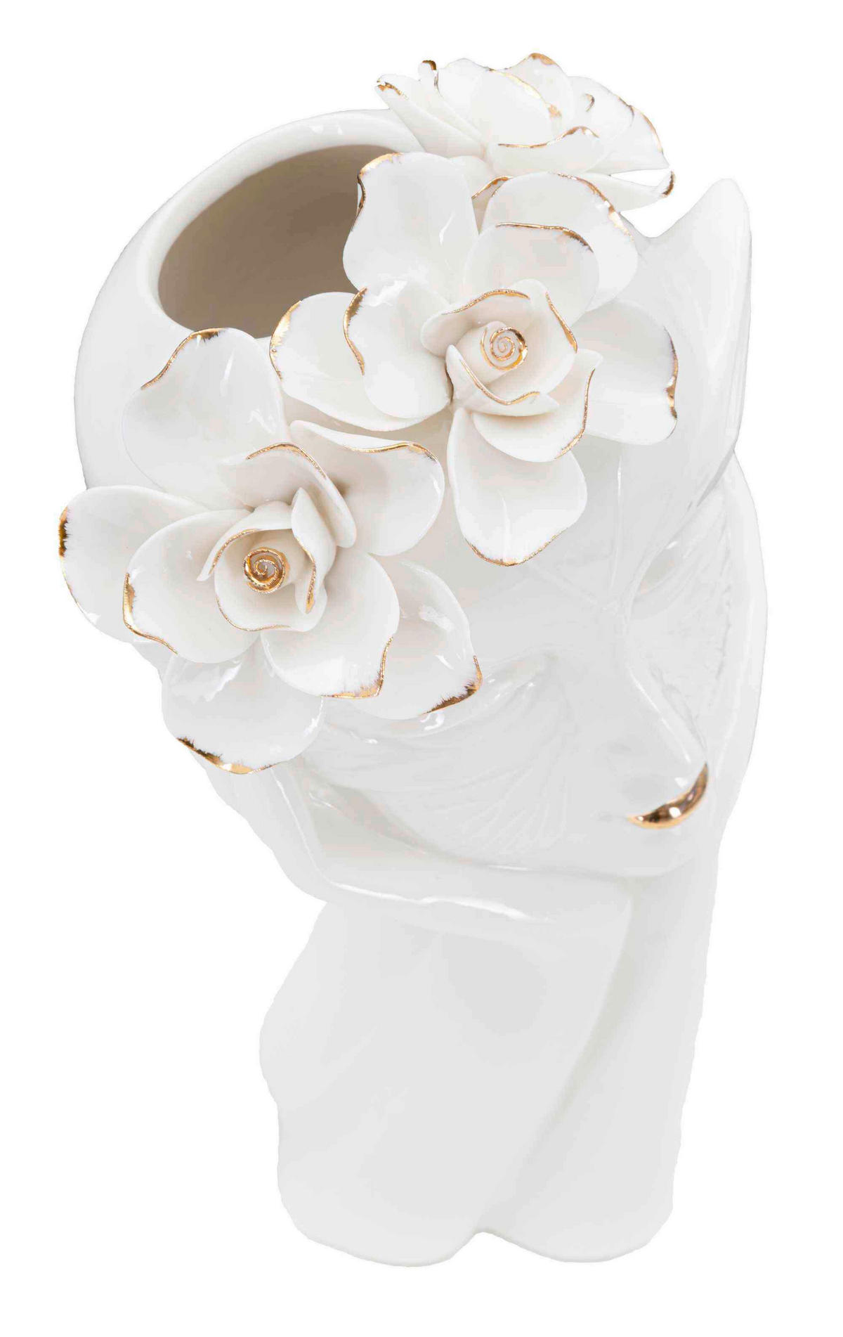 Vase Woman Mask  - Goldfarben/Weiß, Basics, Keramik (16,5/27,3/14cm)