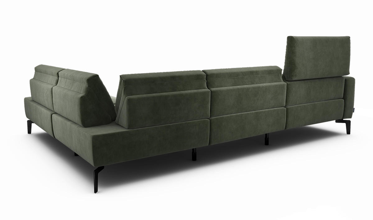 ECKSOFA in Samt Waldgrün  296/213 cm  - Waldgrün/Schwarz, Design, Textil/Metall (296/213cm) - SENSOO