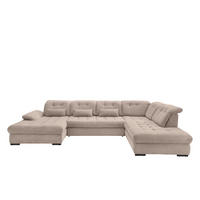 SALON PANORAMIQUE in Cord Beige  - beige/noir, Modern, textile/métal (184/387/252cm) - Livetastic