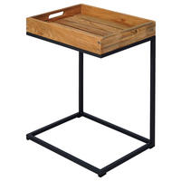 BEISTELLTISCH 40/30/56 cm Teakholz massiv Schwarz, Teakfarben rechteckig  - Schwarz/Teakfarben, Basics, Holz/Metall (40/30/56cm) - Ambia Garden