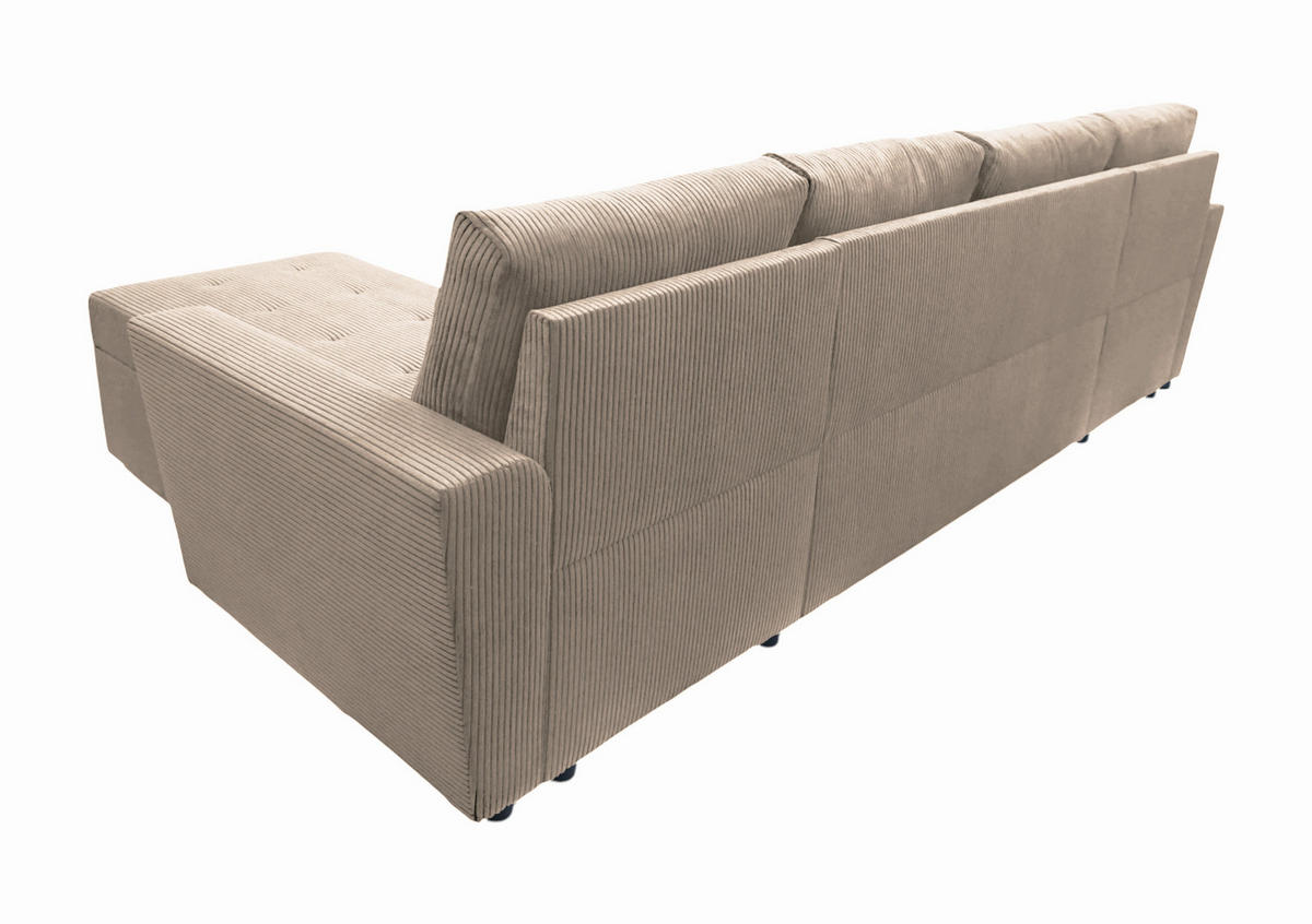 WOHNLANDSCHAFT in Cord Taupe  - Taupe/Schwarz, Design, Kunststoff/Textil (155/294/155cm) - MID.YOU