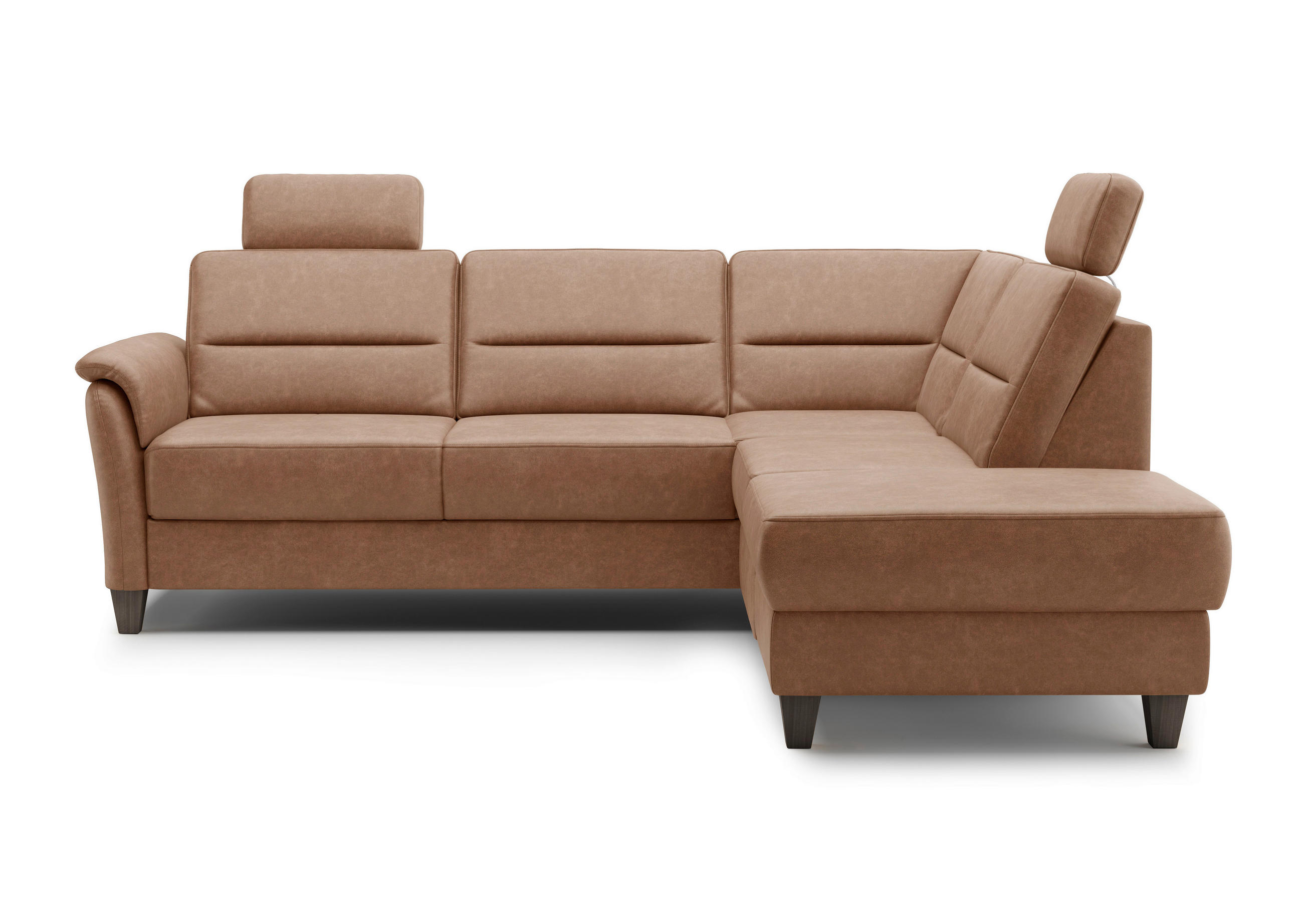 ECKSOFA PALMERA V Cognac Mikrofaser  - Wengefarben/Cognac, KONVENTIONELL, Holz/Textil (236/212cm) - Sit & More