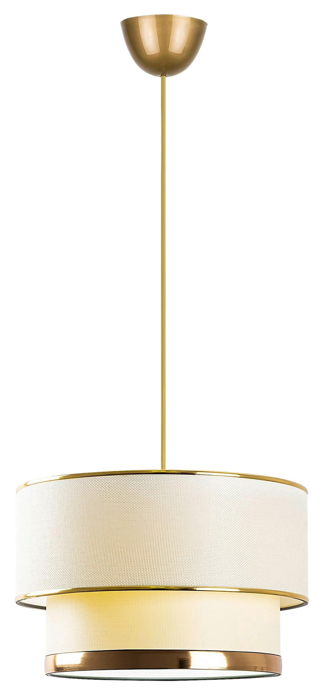HÄNGELEUCHTE 30/65 cm   - Goldfarben/Creme, Design, Textil/Metall (30/65cm) - P & B