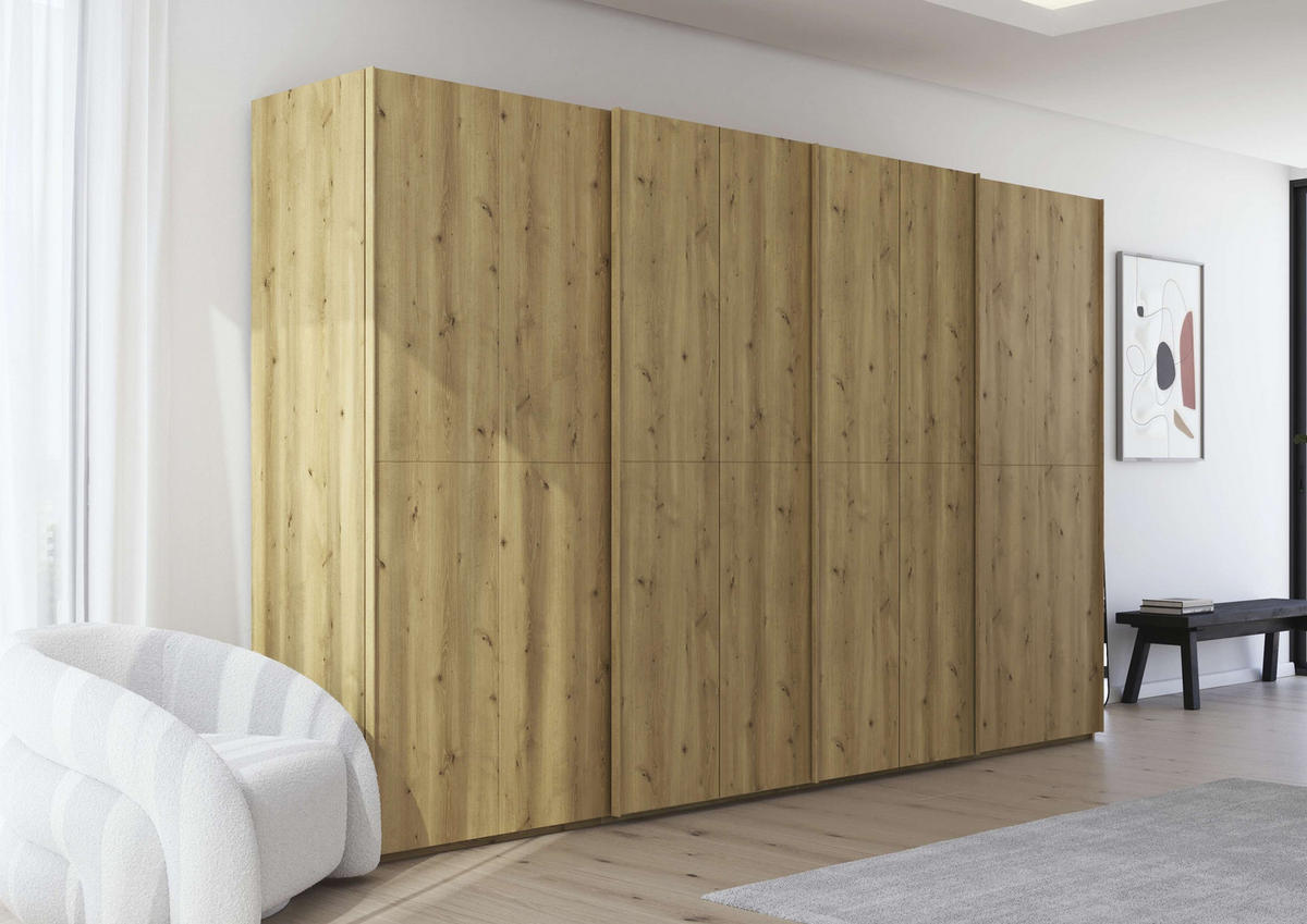 SCHWEBETÜRENSCHRANK 360/223/68 cm 4-türig Eichefarben  - Eichefarben, Design, Holz/Holzwerkstoff (360/223/68cm) - Novel