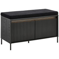 GARDEROBENBANK Garderobe  in 92/54/40 cm  - Schwarz, Design, Textil/Metall (92/54/40cm) - Hom`in