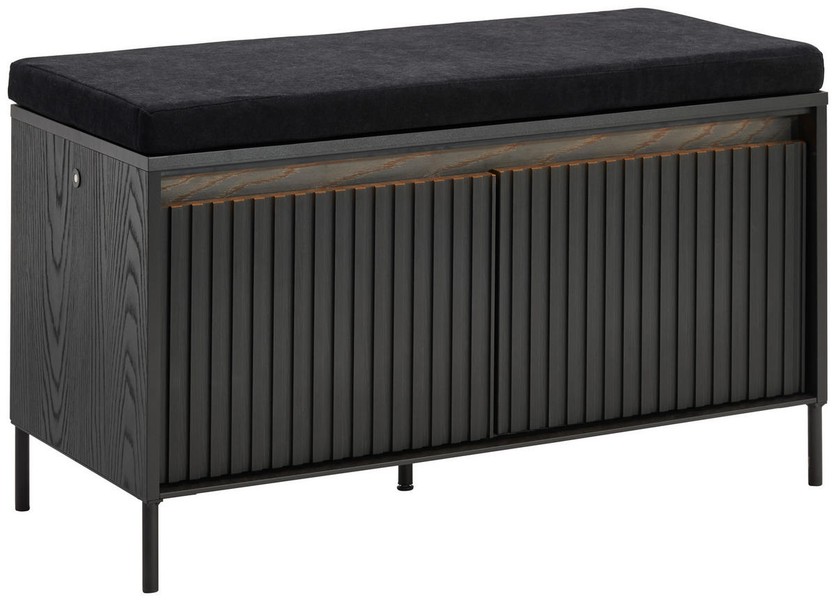 GARDEROBENBANK Garderobe  in 92/54/40 cm  - Schwarz, Design, Textil/Metall (92/54/40cm) - Hom`in