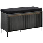 GARDEROBENBANK Garderobe  in 92/54/40 cm  - Schwarz, Design, Holzwerkstoff/Textil (92/54/40cm) - Hom`in