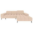 ECKSOFA Beige Flachgewebe Sitztiefenverstellung, Kopfteilverstellung, Rücken echt  - Beige/Schwarz, KONVENTIONELL, Kunststoff/Textil (273/171cm) - Carryhome