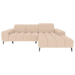 ECKSOFA Beige Flachgewebe Rücken echt, Kopfteilverstellung, Sitztiefenverstellung  - Beige/Schwarz, KONVENTIONELL, Kunststoff/Textil (273/171cm) - Carryhome