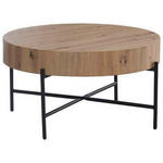 COUCHTISCH 80/80/42 cm rund Schwarz, Eiche Artisan  - Schwarz/Eiche Artisan, MODERN, Holzwerkstoff/Metall (80/80/42cm) - Carryhome