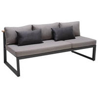 GARTENBANK 201/85/89 cm  in Anthrazit, Dunkelgrau, Beige, Teakfarben  - Dunkelgrau/Anthrazit, Design, Holz/Textil (201/85/89cm) - Amatio