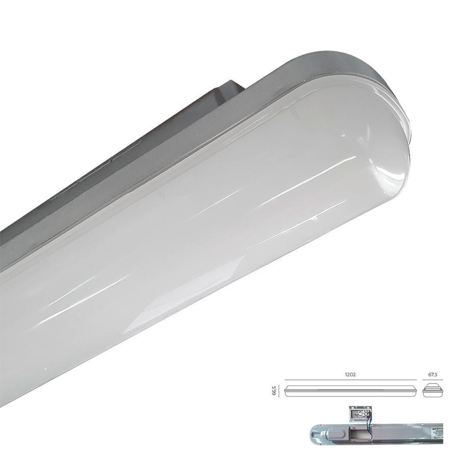 LED MENNYEZETI LÁMPA - opál/szürke, Basics, műanyag (120/67/66cm)