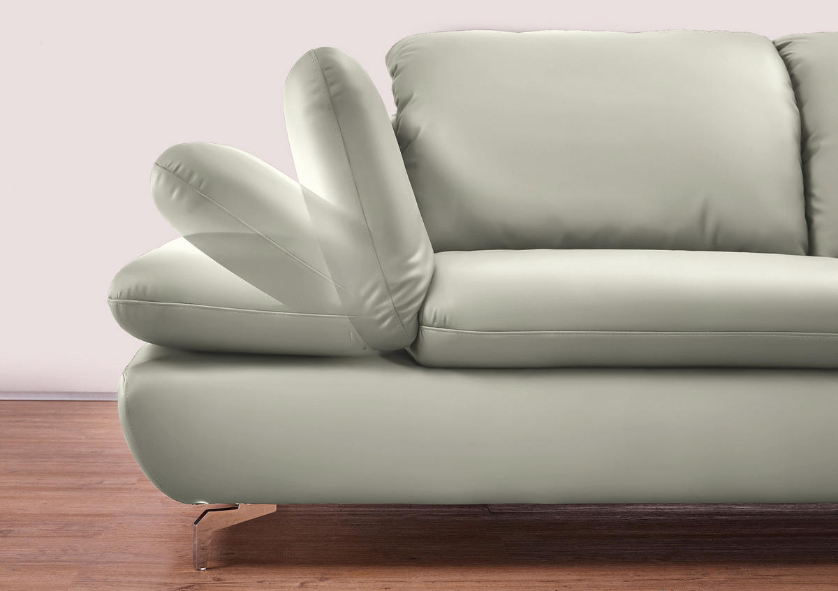 ECKSOFA in Echtleder Weiss  - Weiss/Silberfarben, Design, Leder/Metall (200/315cm) - Chilliano