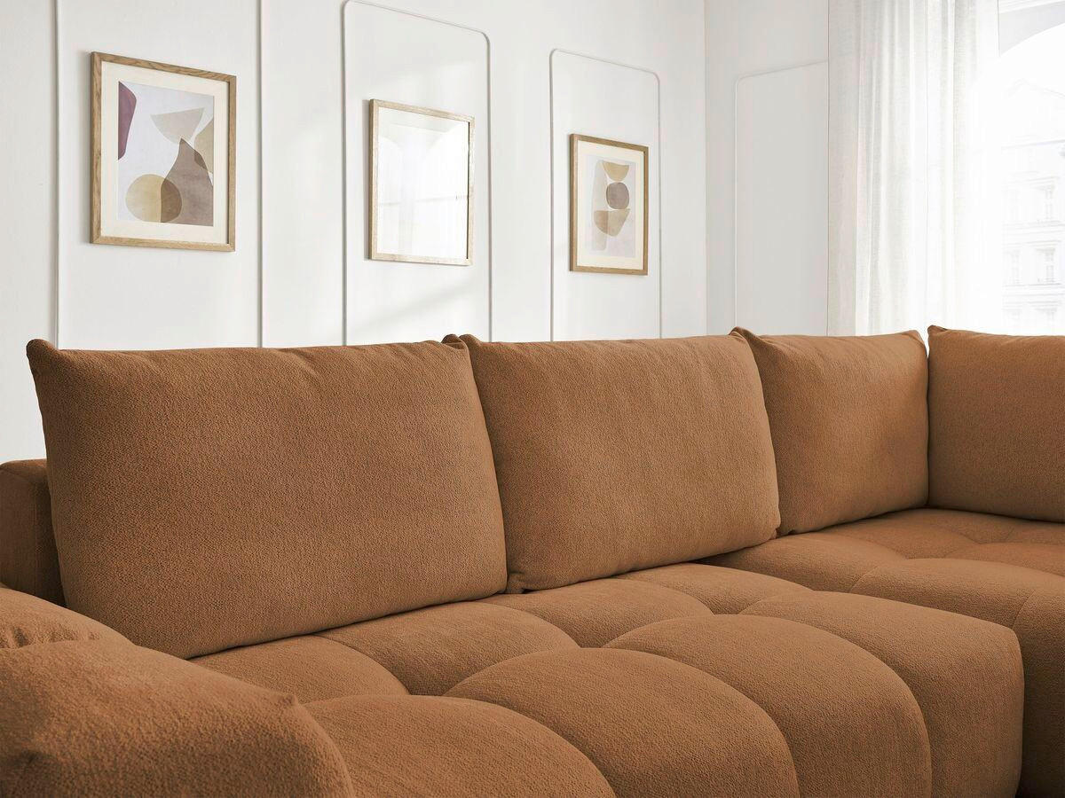 ECKSCHLAFSOFA EVEREST  mit Rücken echt, Armteil links, Armteil rechts Flachgewebe Orange  - Schwarz/Orange, MODERN, Kunststoff/Textil (320/212cm)