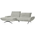 ECKSOFA  in Teddystoff Hellgrau  170-195/280 cm  - Hellgrau/Schwarz, Design, Textil/Metall (170-195/280cm) - Dieter Knoll