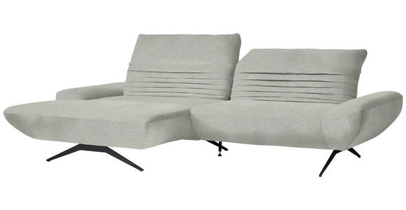 ECKSOFA  in Teddystoff Hellgrau  170-195/280 cm  - Hellgrau/Schwarz, Design, Textil/Metall (170-195/280cm) - Dieter Knoll