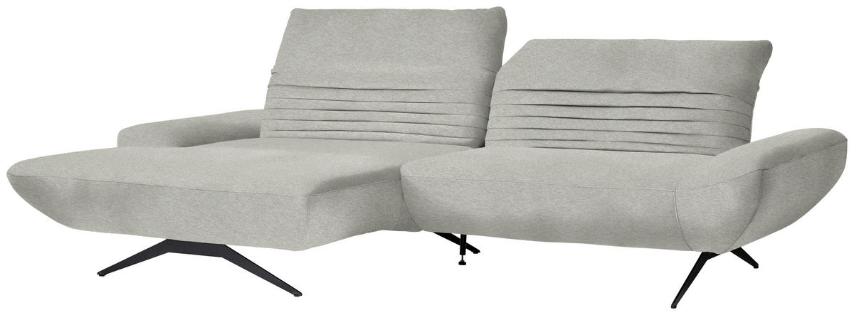 ECKSOFA  in Teddystoff Hellgrau  170-195/280 cm  - Hellgrau/Schwarz, Design, Textil/Metall (170-195/280cm) - Dieter Knoll