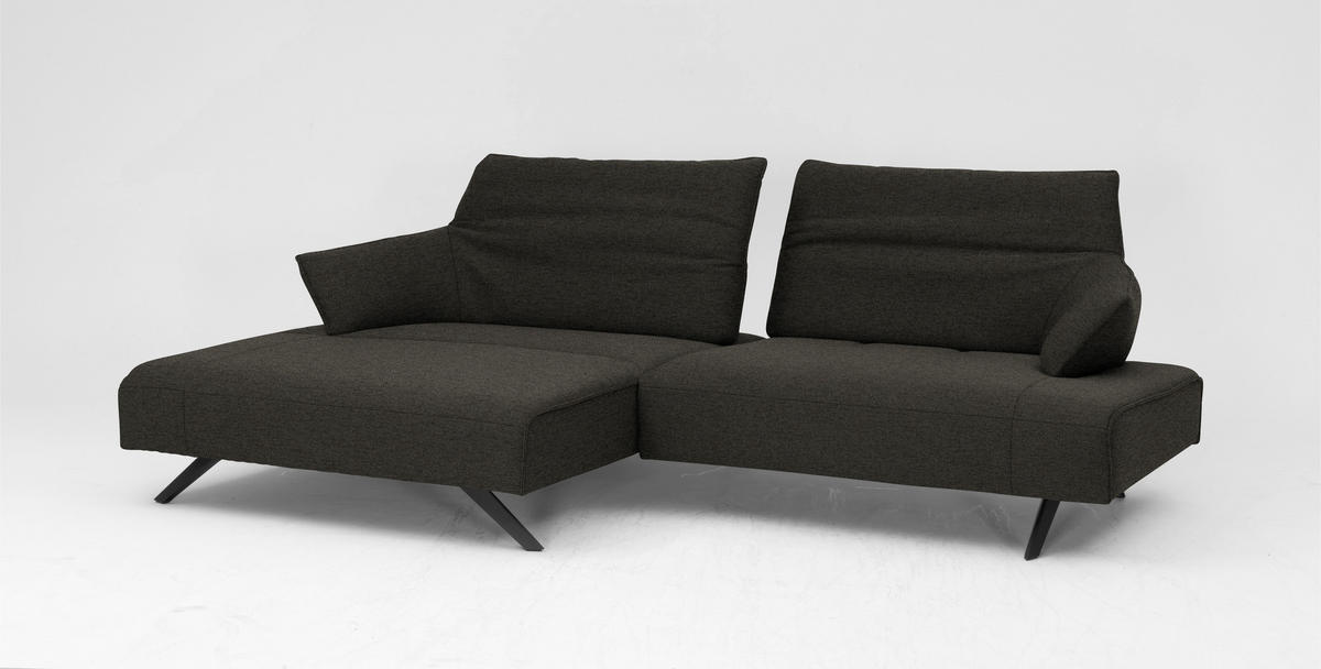 ECKSOFA  in Struktur Graubraun  165/276 cm  - Anthrazit/Graubraun, Design, Textil/Metall (165/276cm) - Himolla