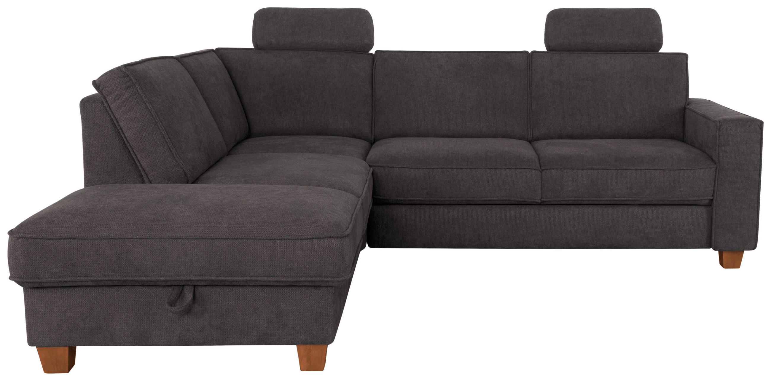 ECKSOFA Dunkelgrau Flachgewebe  - Eichefarben/Dunkelgrau, KONVENTIONELL, Holz/Textil (213/236cm) - Sit & More