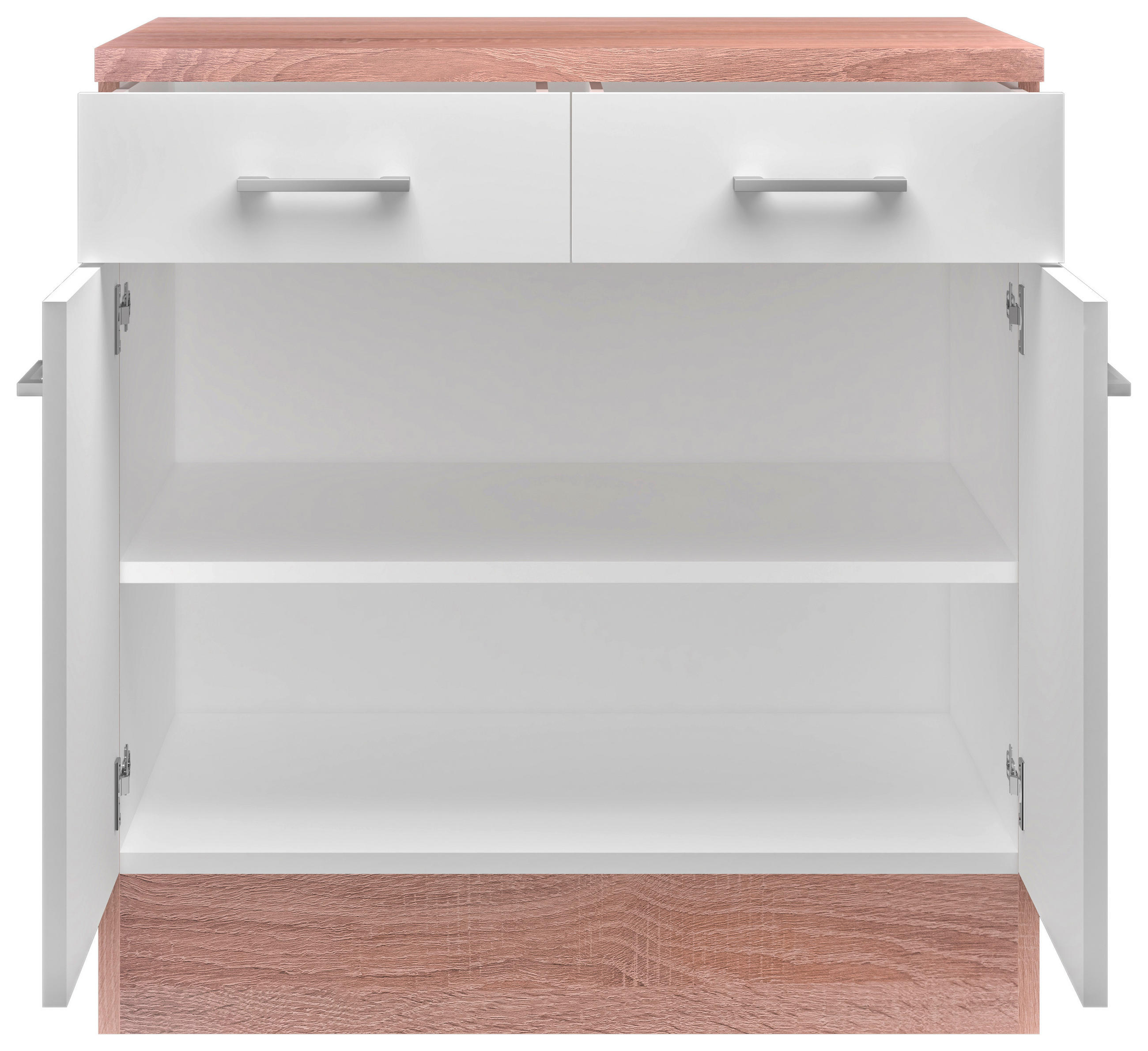 KÜCHENUNTERSCHRANK 80/85/57 cm  in Weiß, Sonoma Eiche  - Alufarben/Weiß, KONVENTIONELL, Holzwerkstoff/Kunststoff (80/85/57cm) - FlexWell